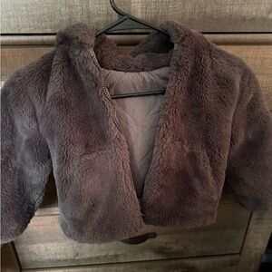 Zara Kids Faux Fur Puffer Jacket - Brown